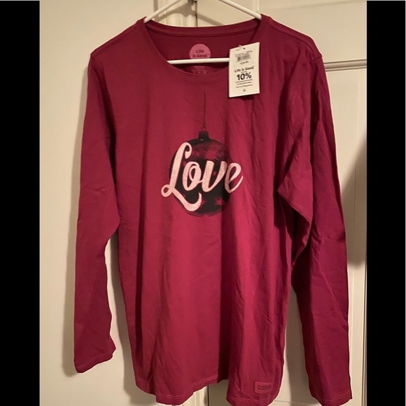 Life Is Good Tops - Life Is Good Long Sleeve TShirt “LOVE” Ornament Wild Plum Large NWT